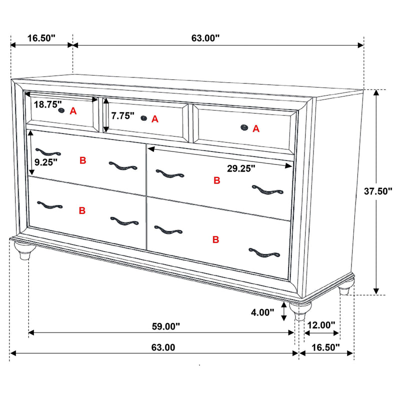 Barzini 7-drawer Dresser White - 205893