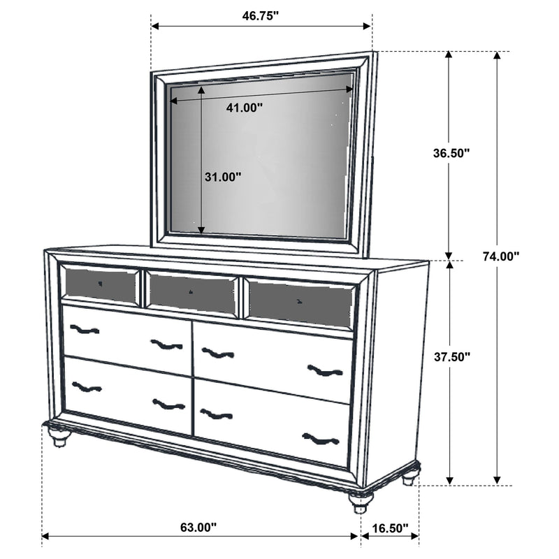 Barzini 7-drawer Dresser with Mirror White - 205893M