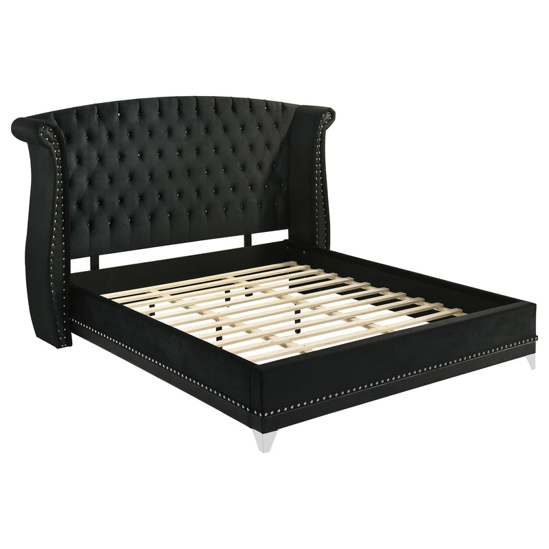 Barzini Upholstered California King Wingback Bed Black - 300643KW