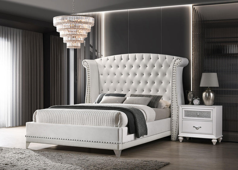 Barzini Upholstered California King Wingback Bed White - 300843KW