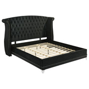 Barzini Upholstered Eastern King Wingback Bed Black - 300643KE