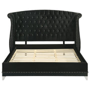 Barzini Upholstered Eastern King Wingback Bed Black - 300643KE