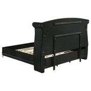 Barzini Upholstered Eastern King Wingback Bed Black - 300643KE