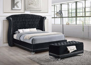 Barzini Velvet Upholstered Tufted Storage Bench Black - 300644