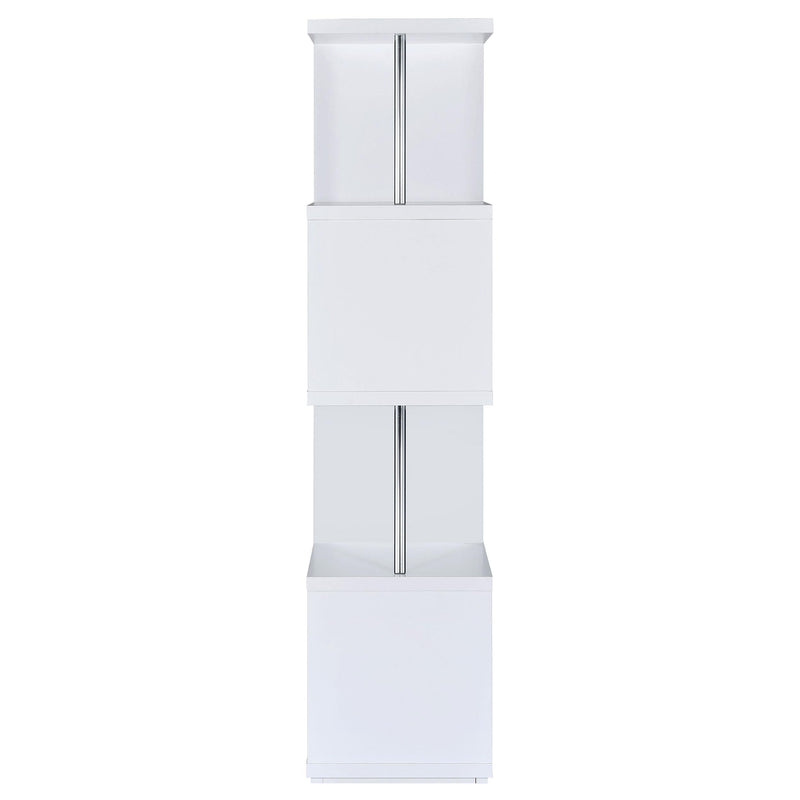 Baxter 67-inch 4-shelf Bookshelf White and Chrome - 801418