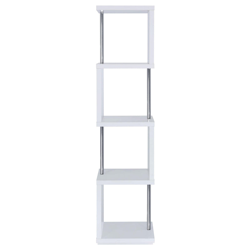Baxter 67-inch 4-shelf Bookshelf White and Chrome - 801418