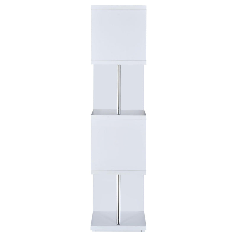Baxter 67-inch 4-shelf Bookshelf White and Chrome - 801418