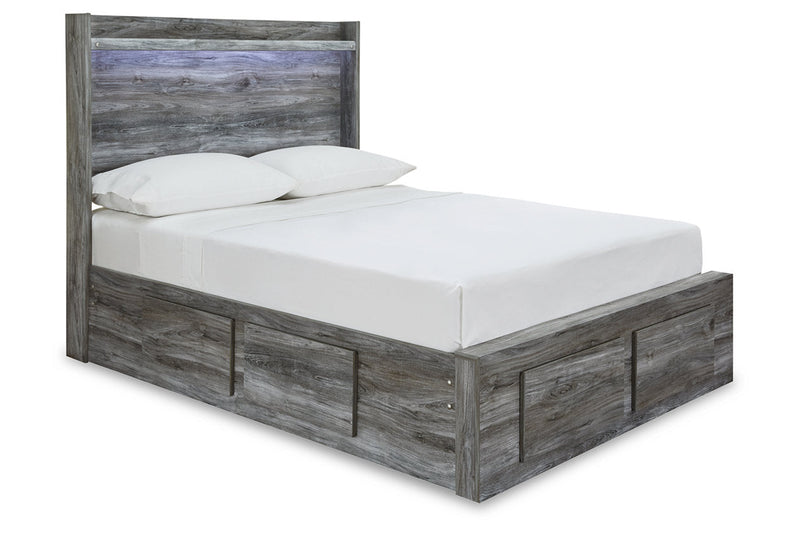 Baystorm Gray Full Panel Bed with 4 Storage Drawers - Lara FurnitureFull Bed