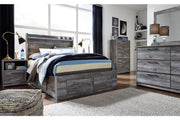 Baystorm Gray Full Panel Bed with 6 Storage Drawers - Lara FurnitureFull Bed