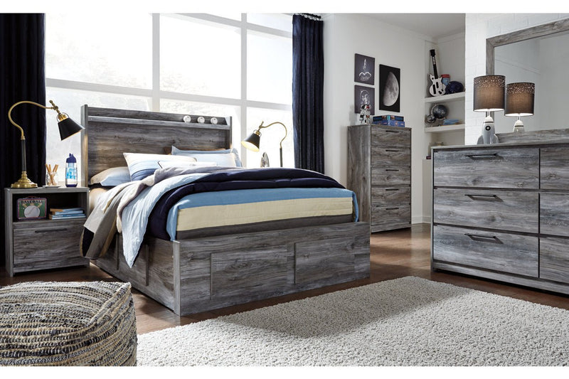 Baystorm Gray Full Panel Bed with 6 Storage Drawers - Lara FurnitureFull Bed