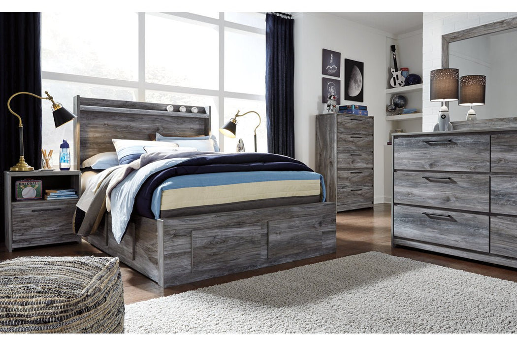 Baystorm Gray Full Panel Bed with 6 Storage Drawers - Gate FurnitureFull Bed