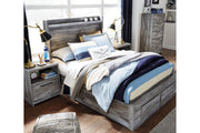 Baystorm Gray Full Panel Bed with 6 Storage Drawers - Lara FurnitureFull Bed