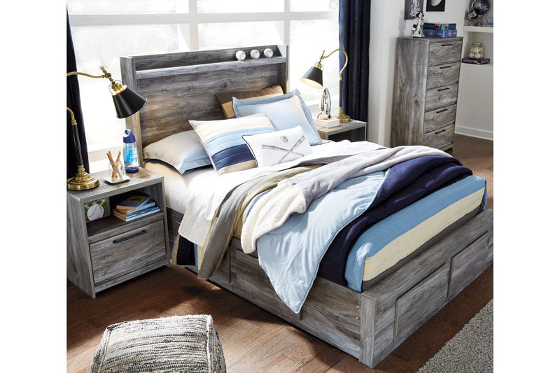 Baystorm Gray Full Panel Bed with 6 Storage Drawers - Lara FurnitureFull Bed