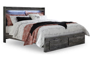 Baystorm Gray King Panel Bed with 2 Storage Drawers - Lara FurnitureKing Bed