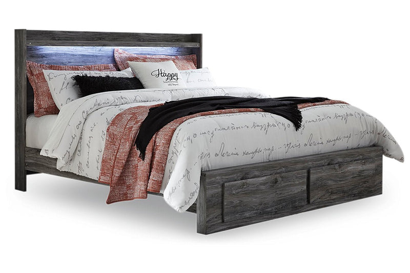 Baystorm Gray King Panel Bed with 2 Storage Drawers - Lara FurnitureKing Bed