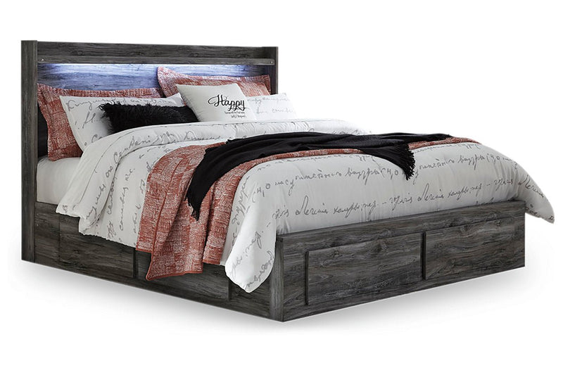 Baystorm Gray King Panel Bed with 6 Storage Drawers - Gate FurnitureKing Bed