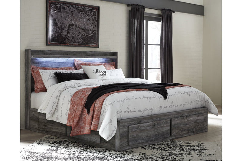 Baystorm Gray King Panel Bed with 6 Storage Drawers - Gate FurnitureKing Bed