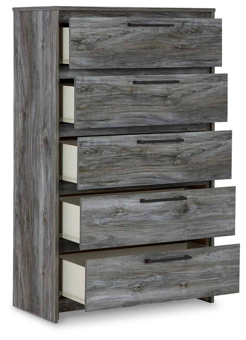 Baystorm Gray King Storage Bed, Dresser, Mirror, Chest and 2 Nightstands - B221B86