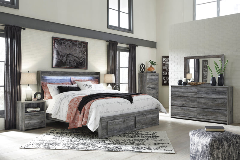Baystorm Gray LED Footboard Storage Platform Bedroom Set - Gate FurnitureBedroom Set