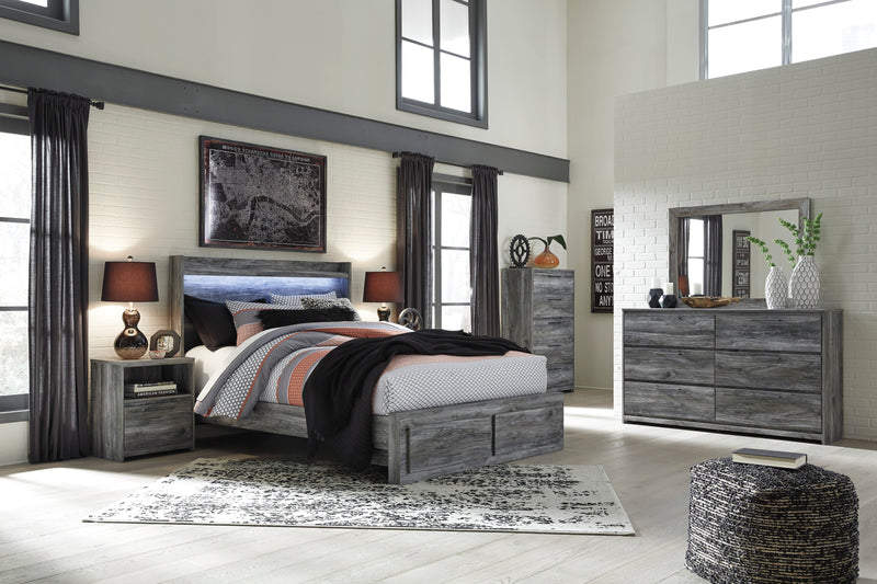 Baystorm Gray LED Footboard Storage Platform Bedroom Set - Gate FurnitureBedroom Set