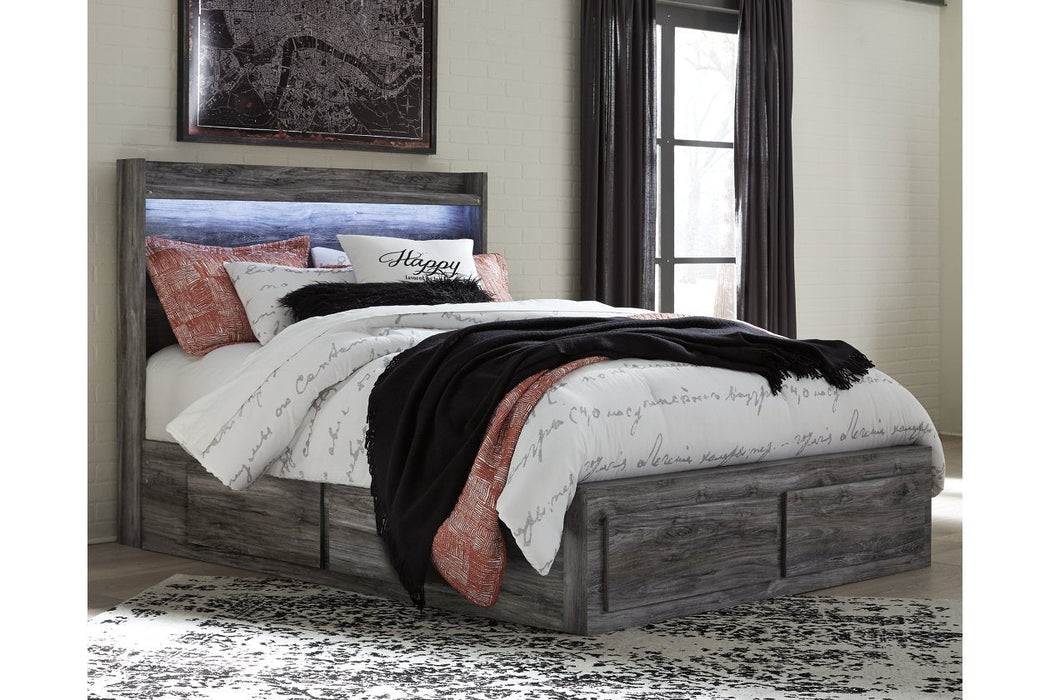 Baystorm Gray Queen Panel Bed with 4 Storage Drawers - Gate FurnitureQueen Bed