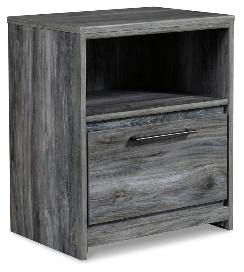 Baystorm Gray Queen Panel Storage Bed and 2 Nightstands - B221B84