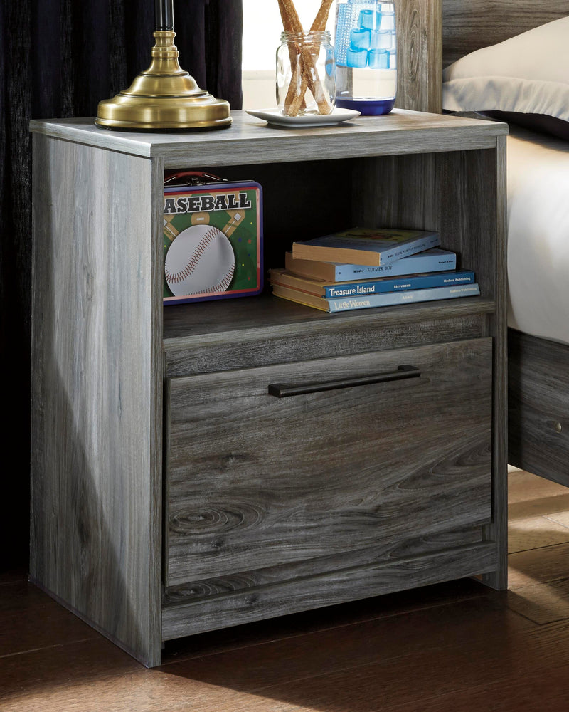 Baystorm Gray Queen Panel Storage Bed and 2 Nightstands - B221B84