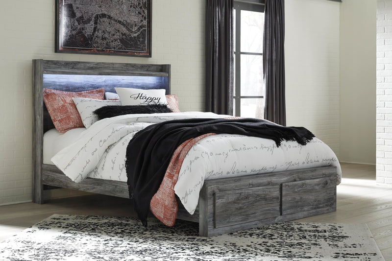 Baystorm Gray Queen Panel Storage Bed and Nightstand - B221B87