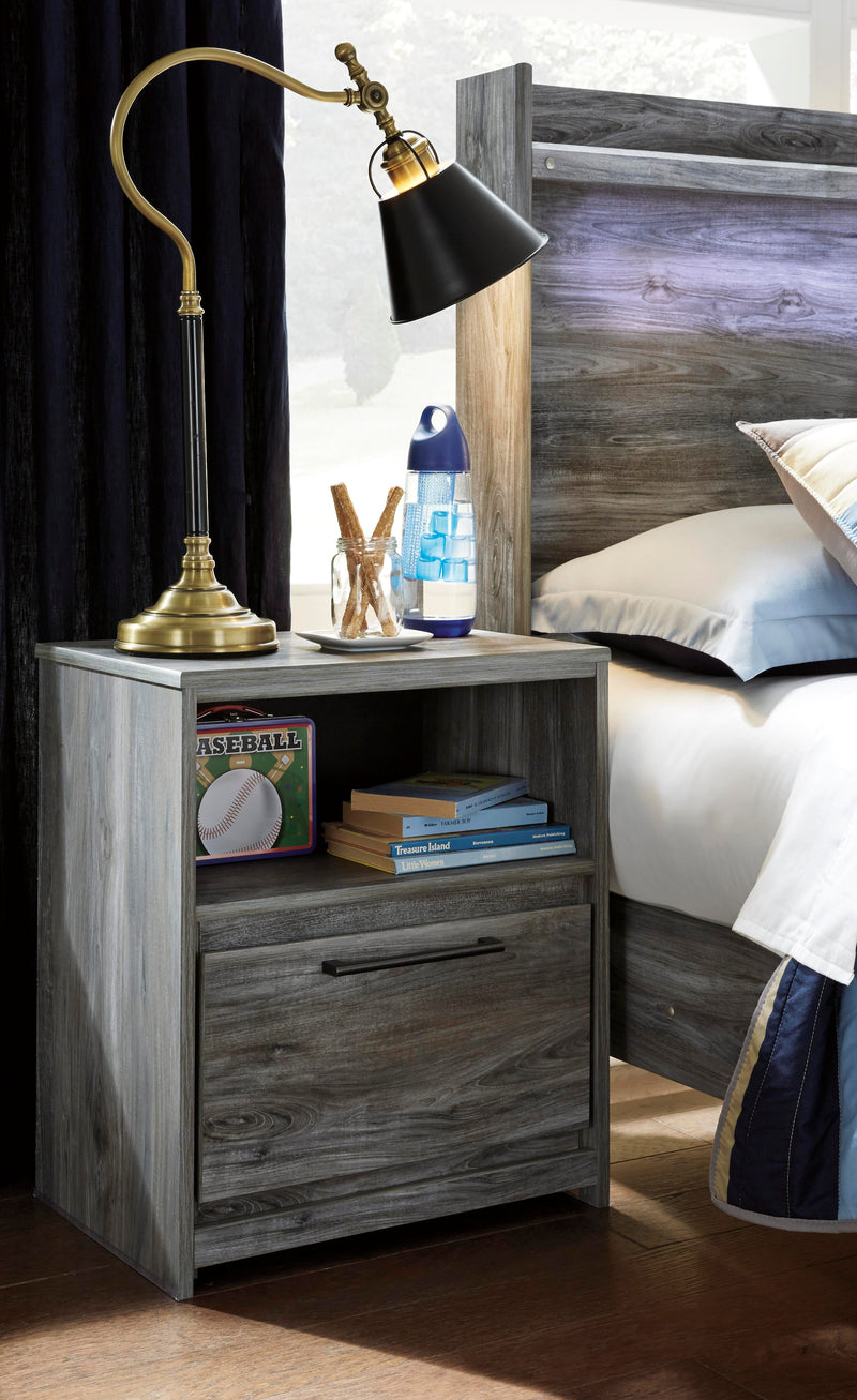 Baystorm Gray Queen Panel Storage Bed and Nightstand - B221B87
