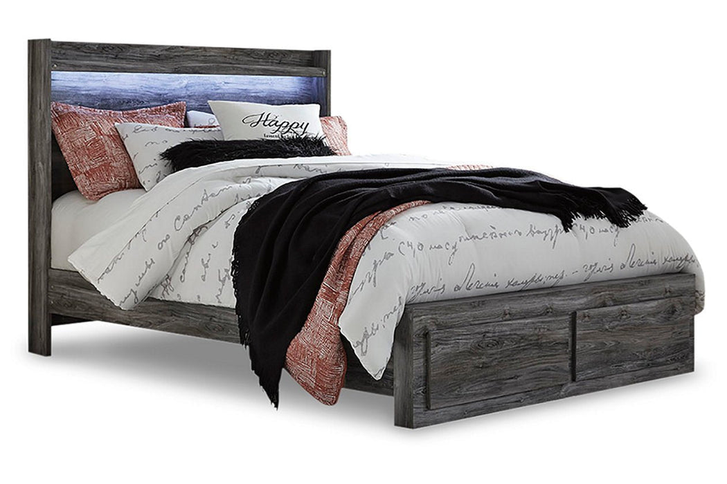 Baystorm Gray Queen Platform Bed with 2 Storage Drawers - Gate FurnitureQueen Bed