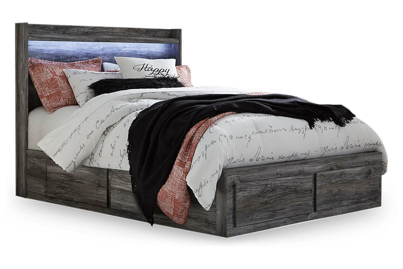 Baystorm Gray Queen Platform Bed with 6 Storage Drawers - Lara FurnitureQueen Bed