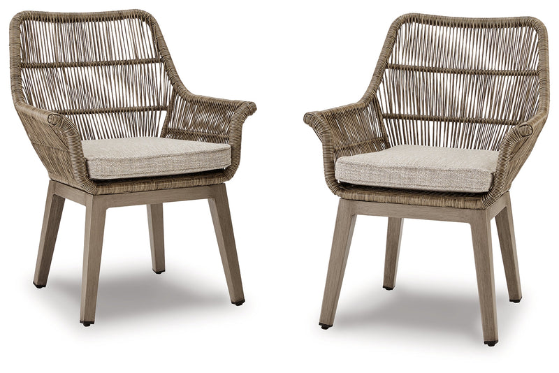 Beach Front Arm Chair with Cushion (Set of 2) - P399-601A - Lara Furniture