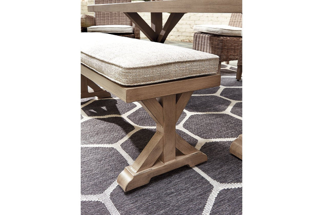 Beachcroft Beige Bench with Cushion - Gate FurnitureAccent Bench