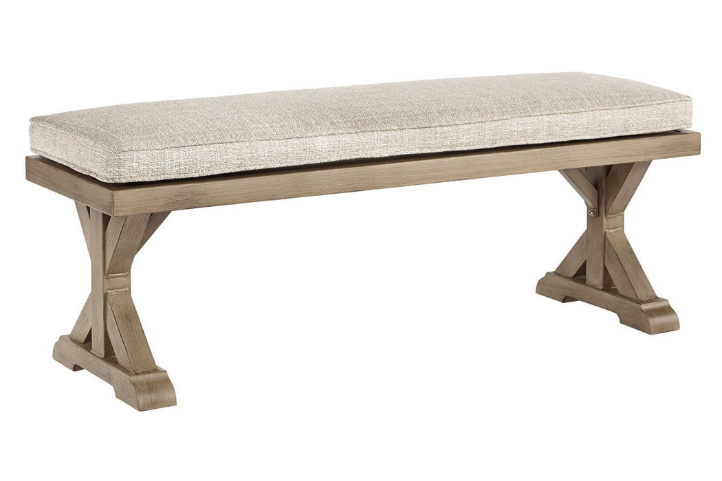 Beachcroft Beige Bench with Cushion - Gate FurnitureAccent Bench