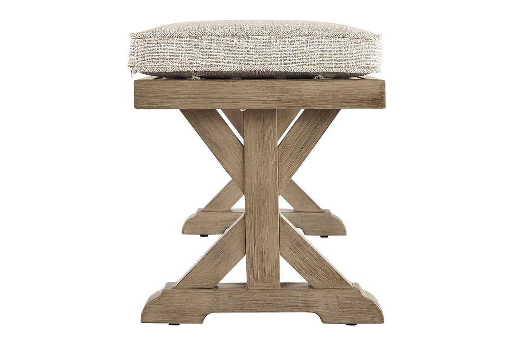 Beachcroft Beige Bench with Cushion - Gate FurnitureAccent Bench