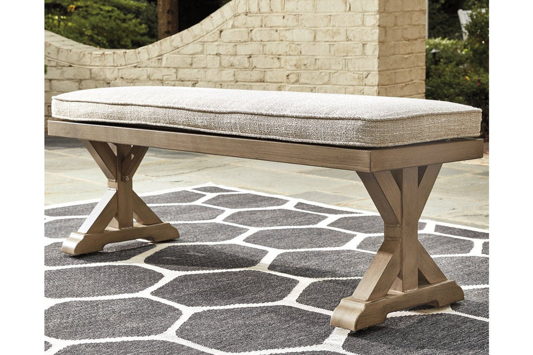 Beachcroft Beige Bench with Cushion - Gate FurnitureAccent Bench