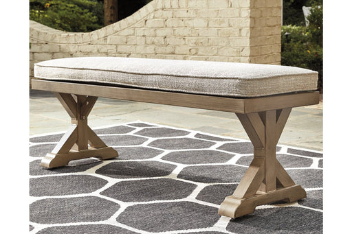 Beachcroft Beige Bench with Cushion - Gate FurnitureAccent Bench