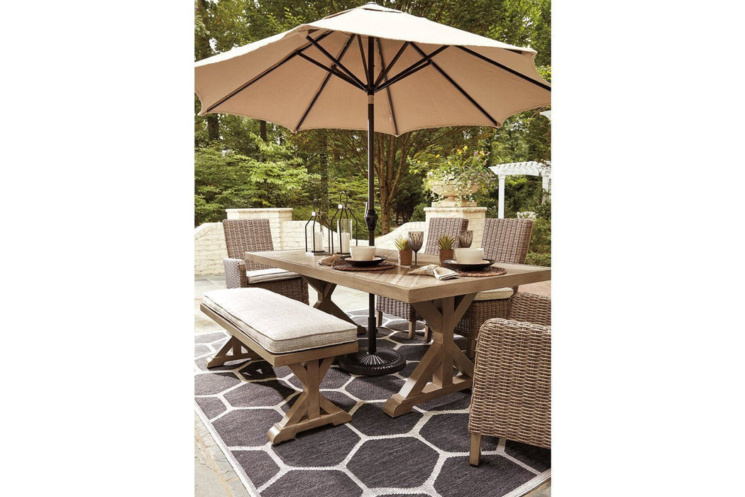 Beachcroft Beige Dining Table with Umbrella Option - Gate FurnitureDining Table