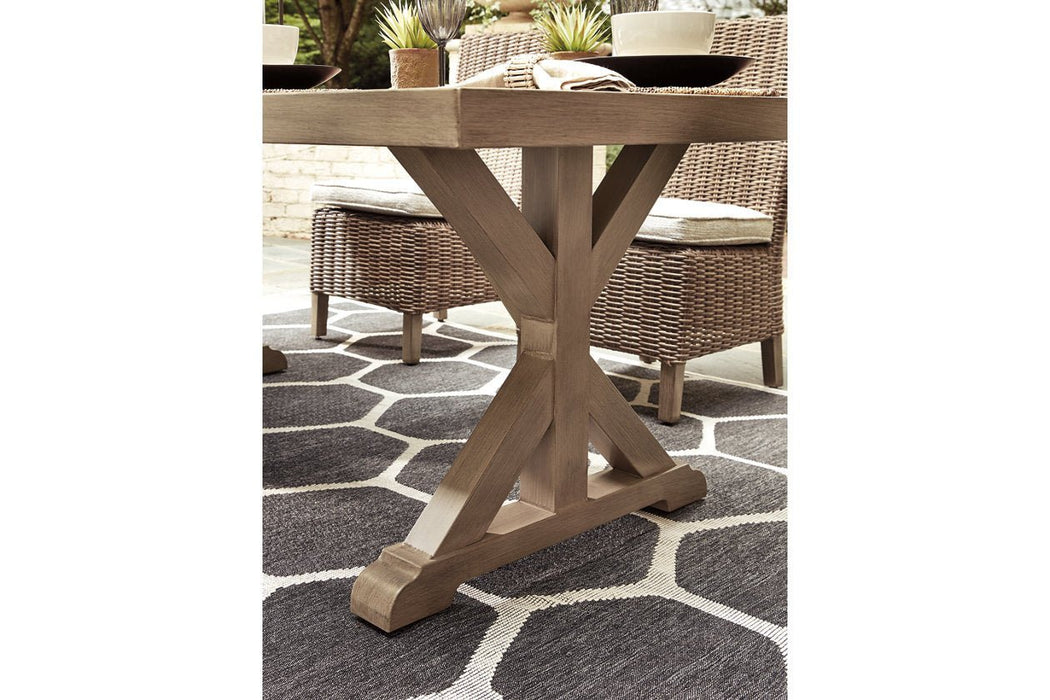 Beachcroft Beige Dining Table with Umbrella Option - Gate FurnitureDining Table