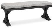 Beachcroft Black/Light Gray Outdoor Bench with Cushion - P792-600