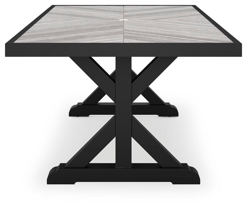 Beachcroft Outdoor Dining Table and 4 Chairs in Black/Light Gray - PKG021236