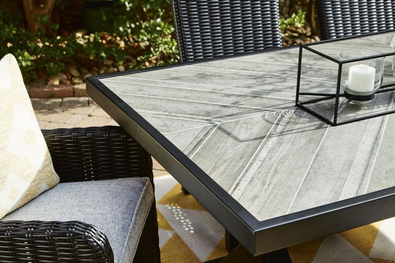 Beachcroft Outdoor Dining Table and 4 Chairs in Black/Light Gray - PKG021236