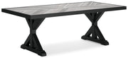 Beachcroft Outdoor Dining Table and 6 Chairs in Black/Light Gray - PKG021235