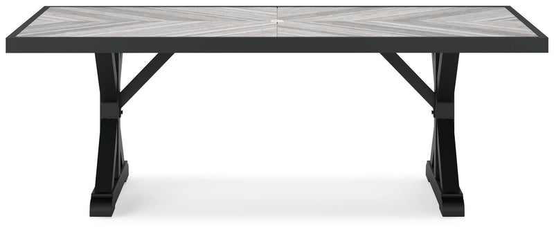 Beachcroft Outdoor Dining Table and 6 Chairs in Black/Light Gray - PKG021235