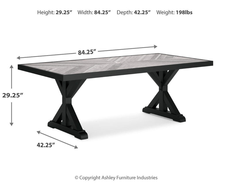 Beachcroft Outdoor Dining Table and 6 Chairs in Black/Light Gray - PKG021235
