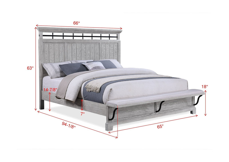 Beckett Rustic Gray Footboard Bench Panel Bedroom Set - Lara FurnitureBedroom Set