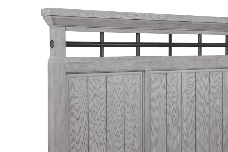 Beckett Rustic Gray King Footboard Bench Panel Bed - Lara FurnitureKing Bed