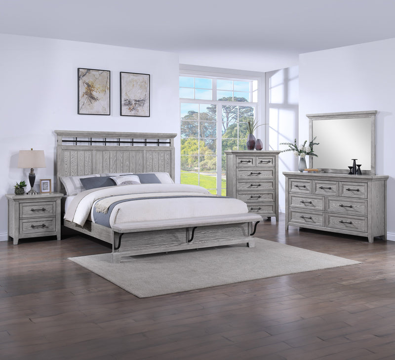 Beckett Rustic Gray Queen Footboard Bench Panel Bed - Lara FurnitureQueen Bed