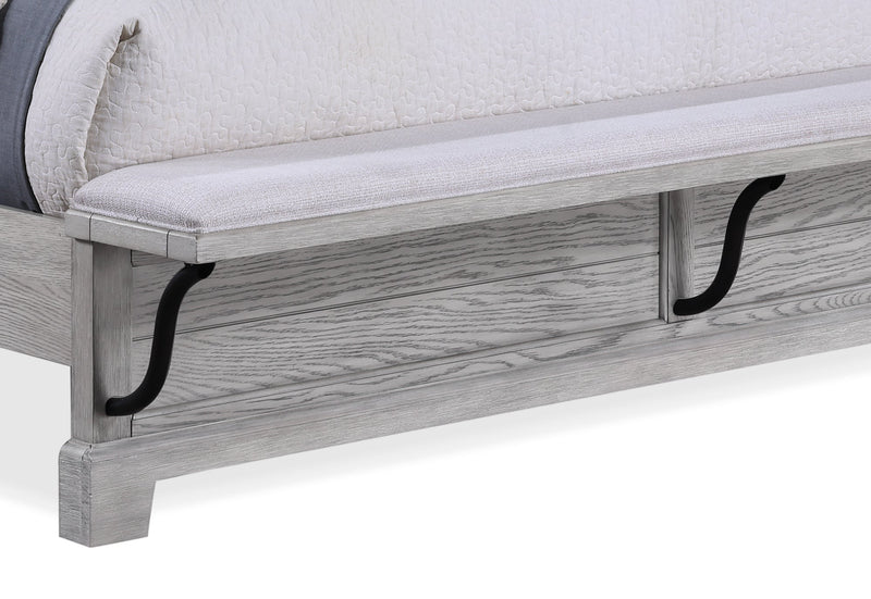 Beckett Rustic Gray Queen Footboard Bench Panel Bed - Lara FurnitureQueen Bed