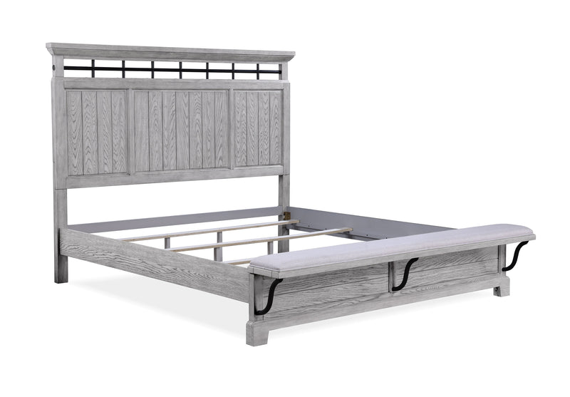 Beckett Rustic Gray Queen Footboard Bench Panel Bed - Lara FurnitureQueen Bed